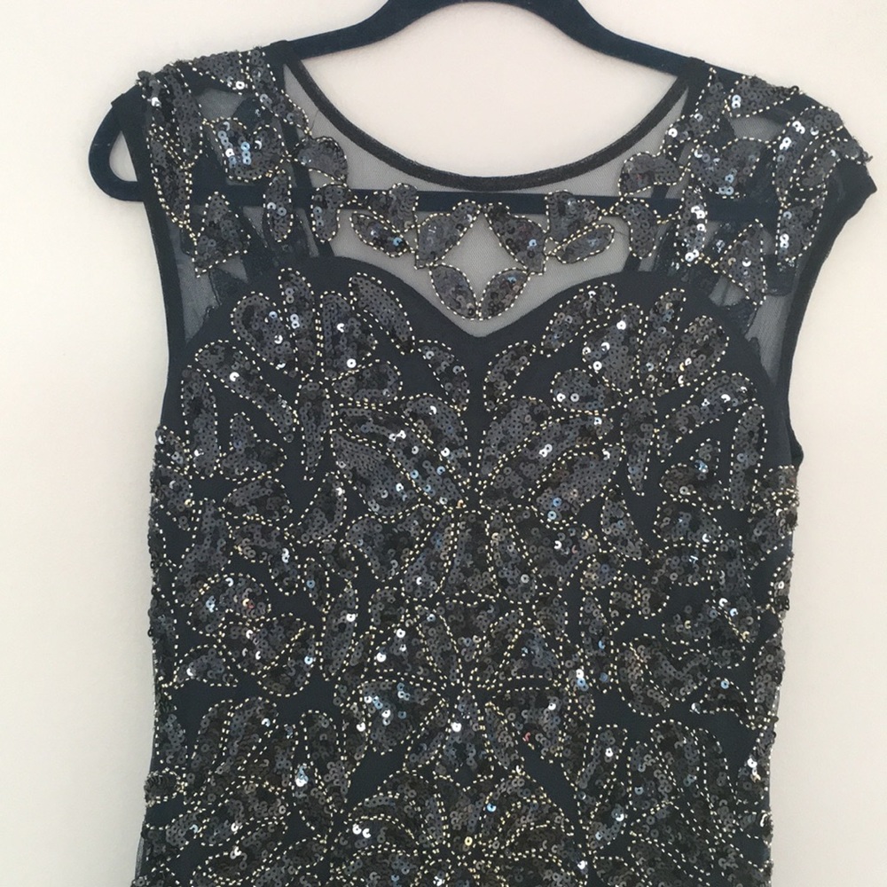 Navy Blue Sequin Prom Dress